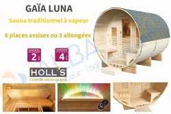 Sauna extérieur Gaïa LUNA avec terrasse (6 places)