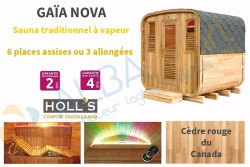 Sauna extérieur Gaïa NOVA en cèdre rouge avec terrasse (6 places)