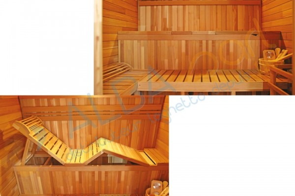 Sauna extérieur Gaïa NOVA en cèdre rouge avec terrasse (6 places)