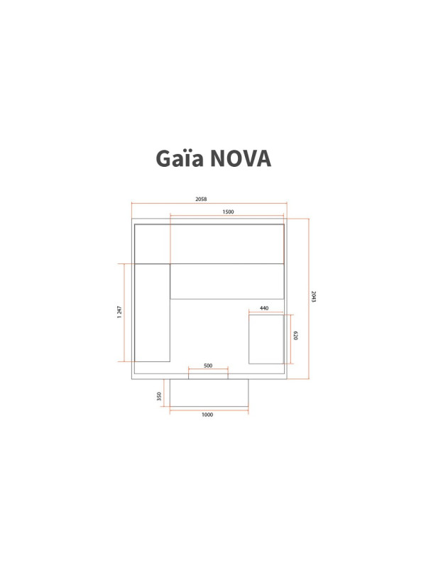 Sauna extérieur Gaïa NOVA en cèdre rouge avec terrasse (6 places)