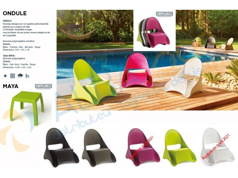Le fauteuil ONDULE aux couleurs de l'été avec porte-revue intégré.