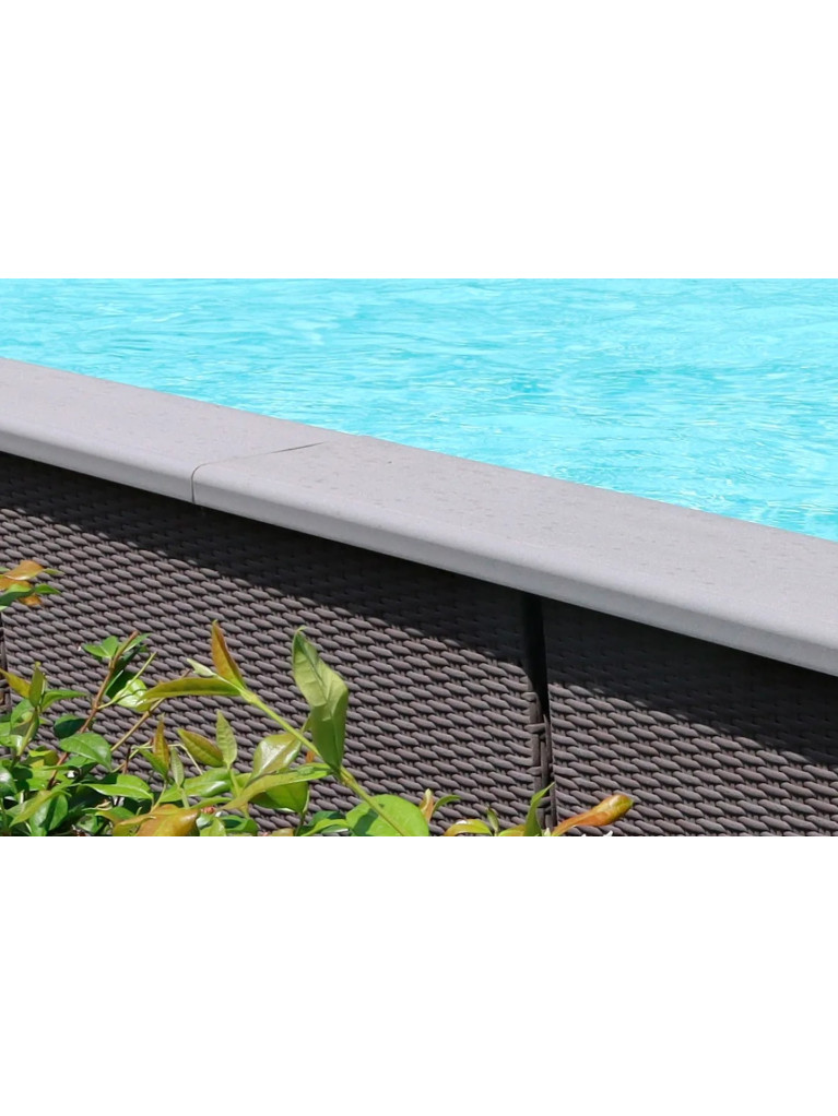 Piscine Laghetto® RATTAN 2 x 5 m — panneaux tressés gris, intérieur blanc