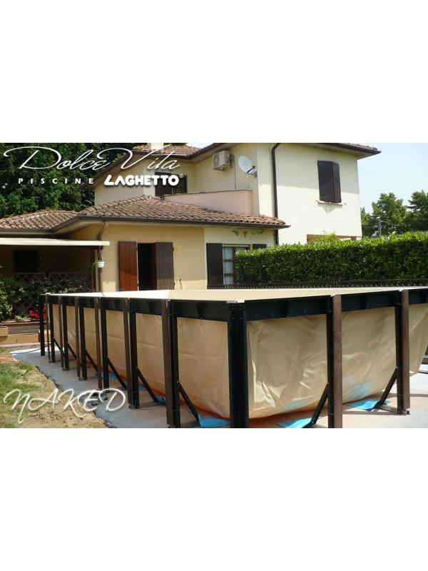 Piscine Laghetto® NAKED 2 x 4 m — margelles grises, intérieur blanc
