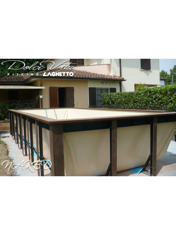 Piscine Laghetto® NAKED 2 x 4 m — margelles grises, intérieur blanc