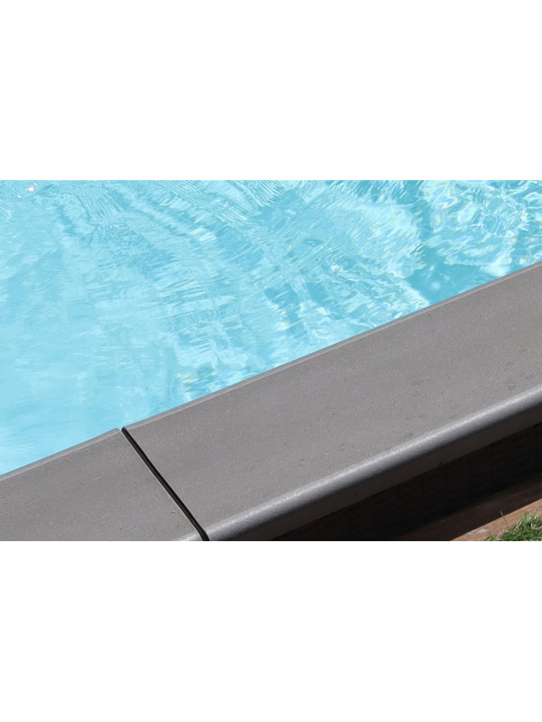 Piscine Laghetto® NAKED 2 x 5 m — margelles grises, intérieur blanc