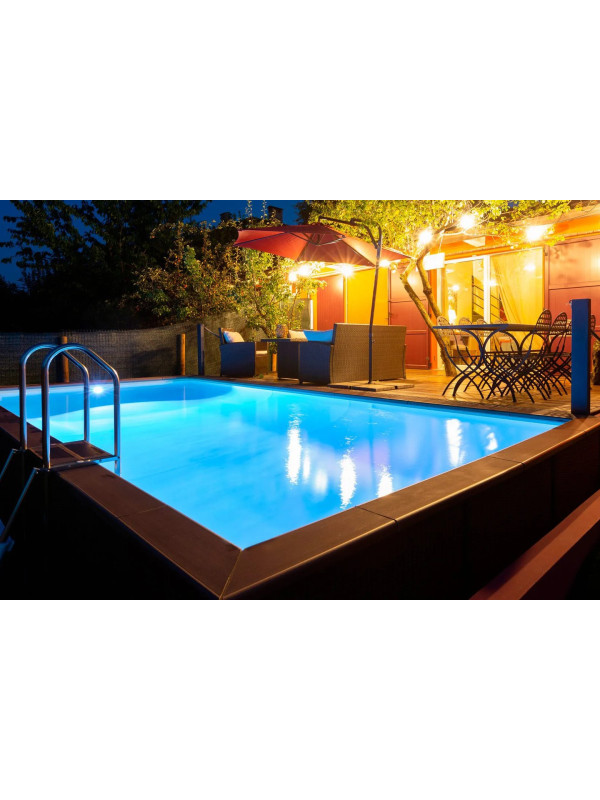 Piscine Laghetto® NAKED 2 x 5 m — margelles grises, intérieur blanc